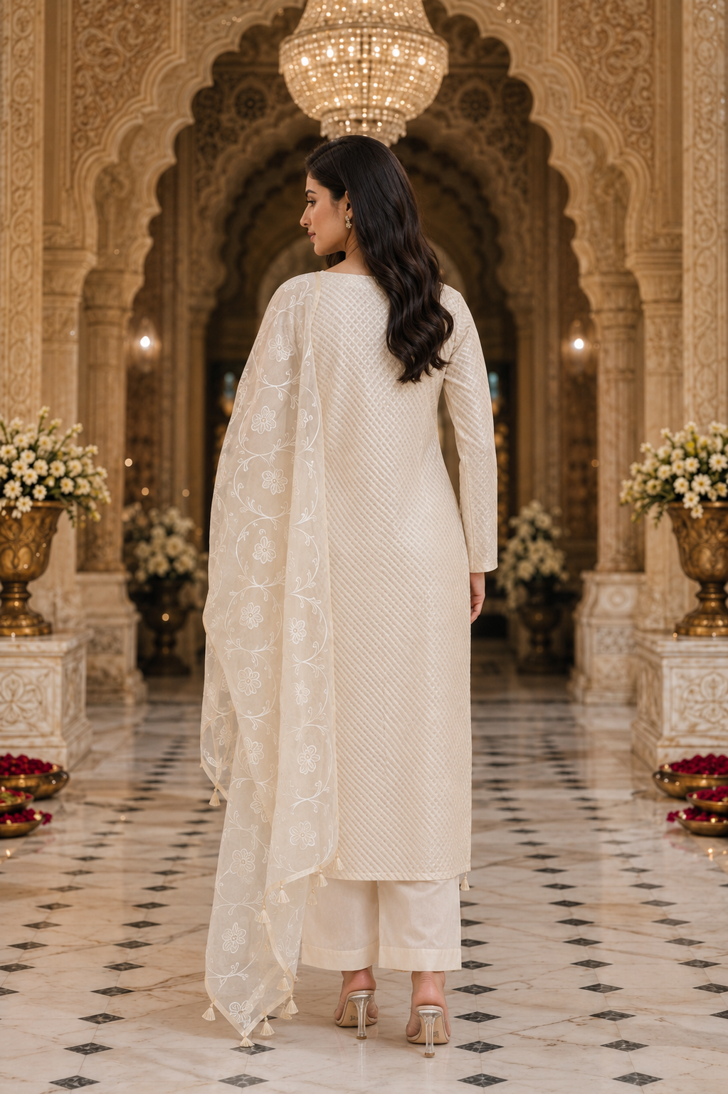 Creme Grace Mul Cotton Unstitched Suit Set - Image 2