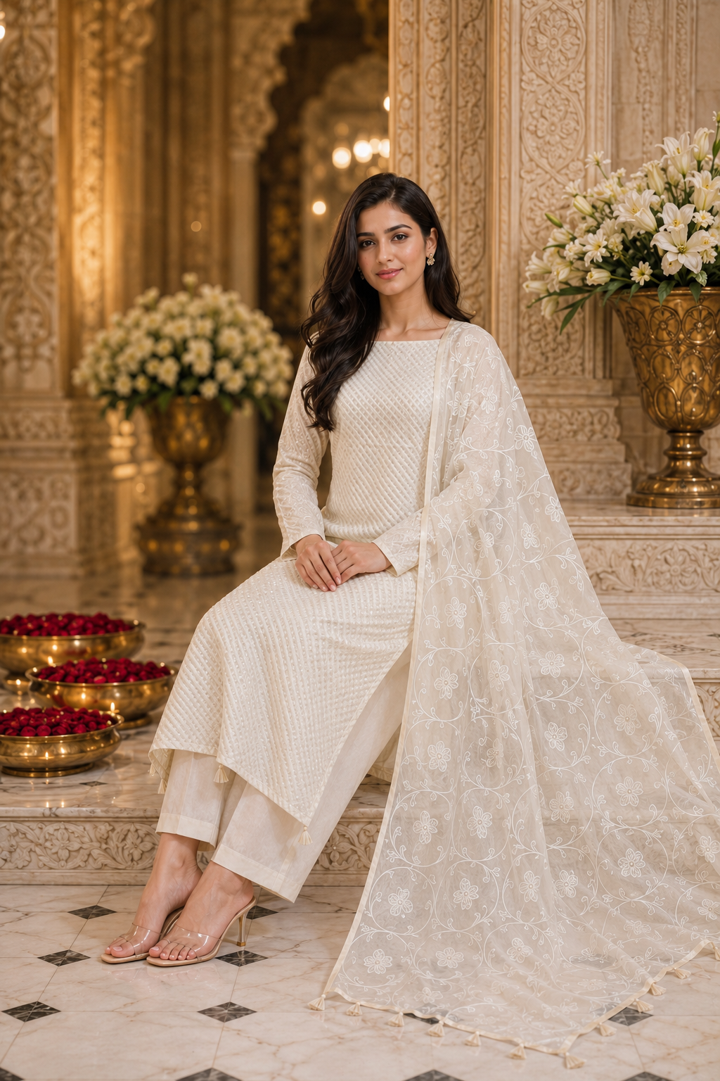 Creme Grace Mul Cotton Unstitched Suit Set - Image 5