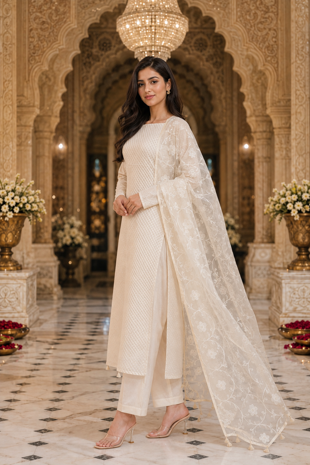 Creme Grace Mul Cotton Unstitched Suit Set - Image 3