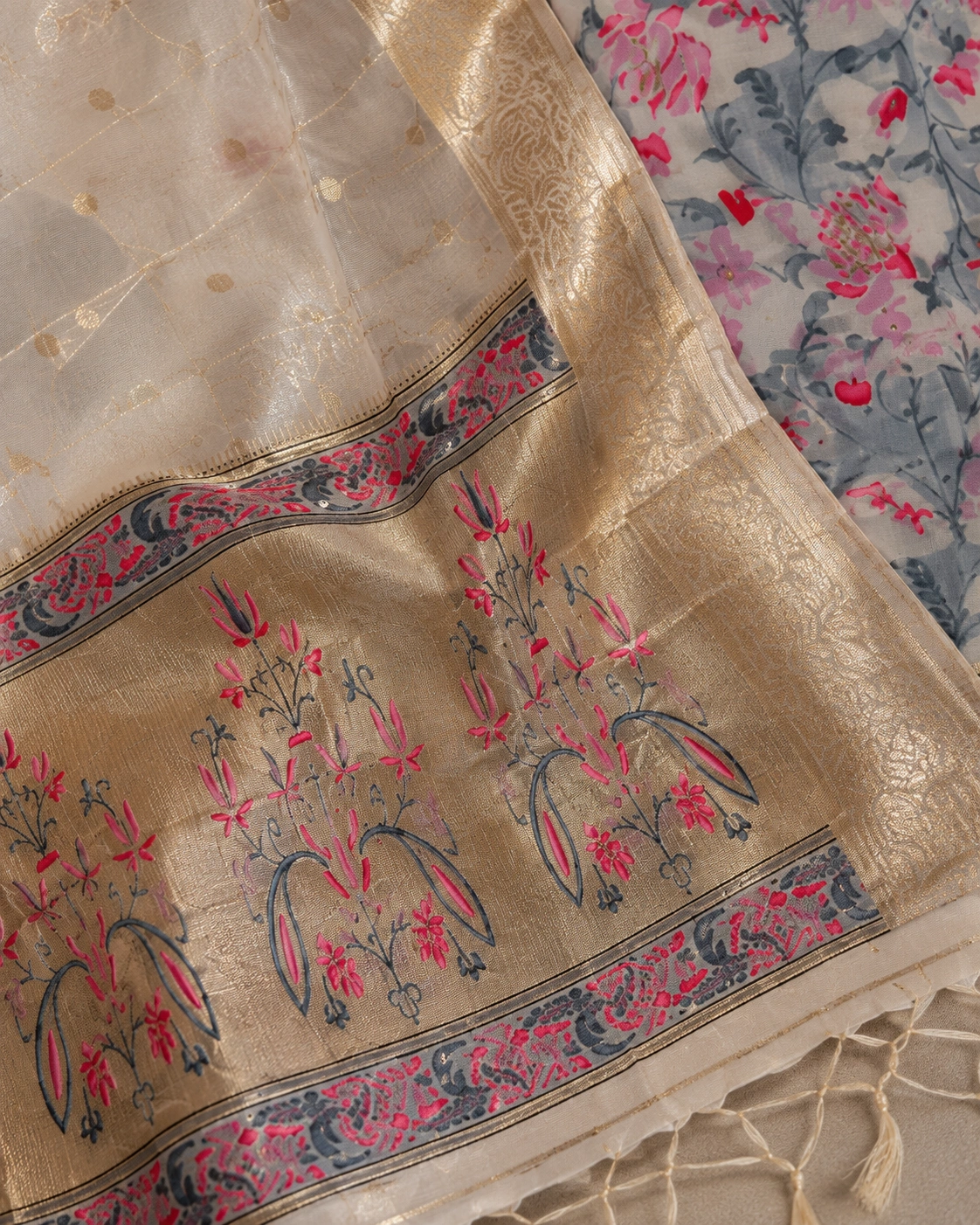 Ivory Woven Jamdani Chanderi Suit Set - Image 5
