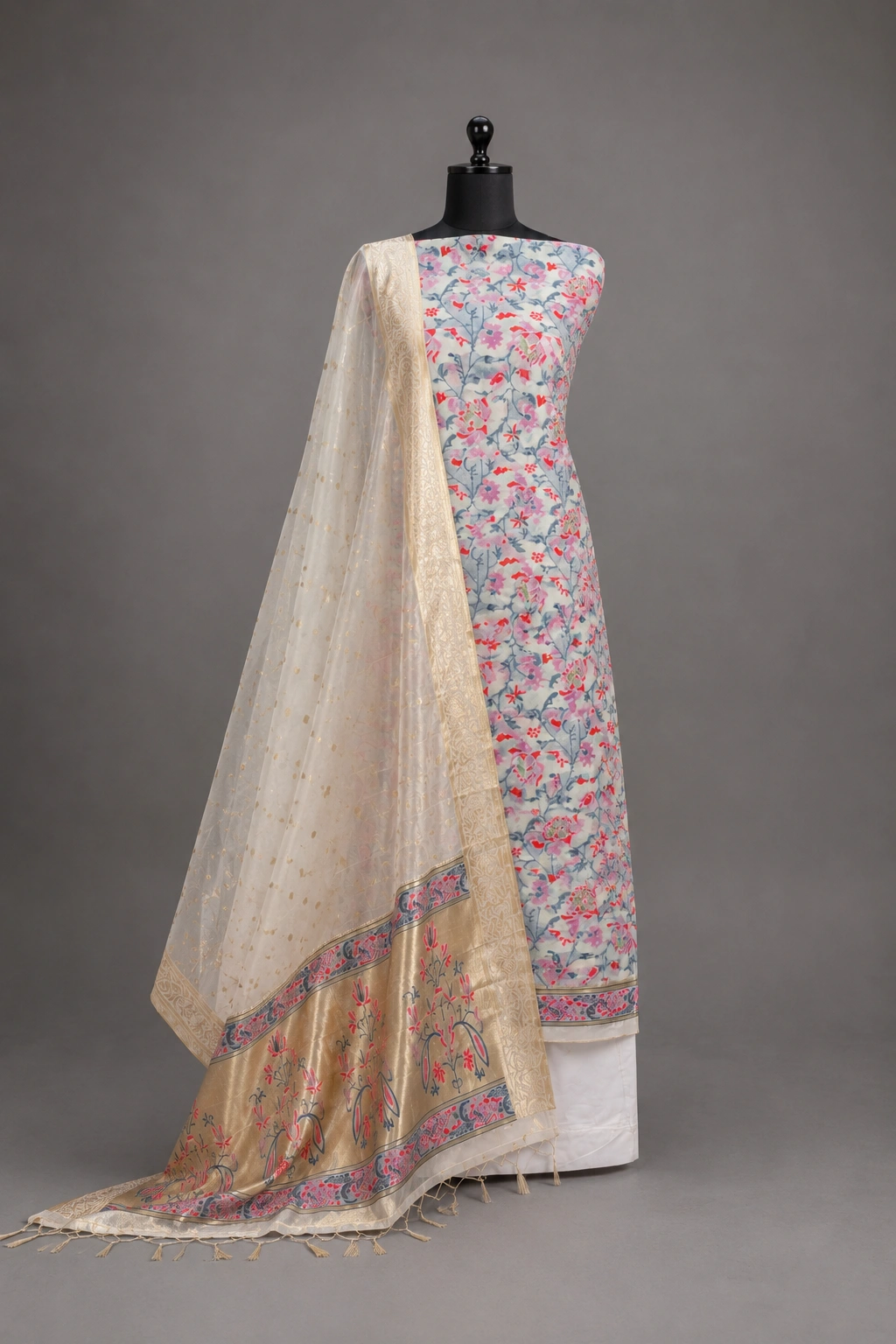 Ivory Woven Jamdani Chanderi Suit Set - Image 6