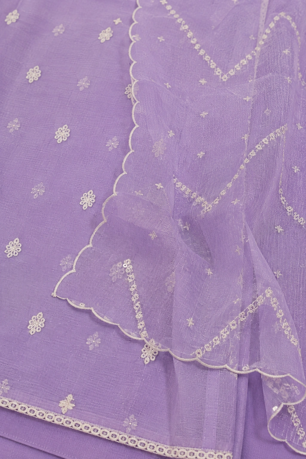 Lavender Grace Kota Doria Embroidered Women’s Ethnic Suit with Embroidered Dupatta - Image 5