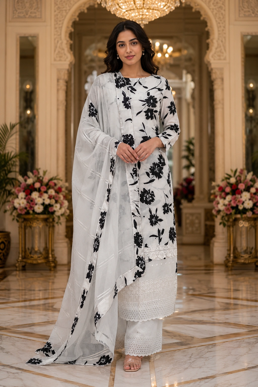 Elegant Mul Cotton Embroidered Ethnic Suit Set with Matching Dupatta