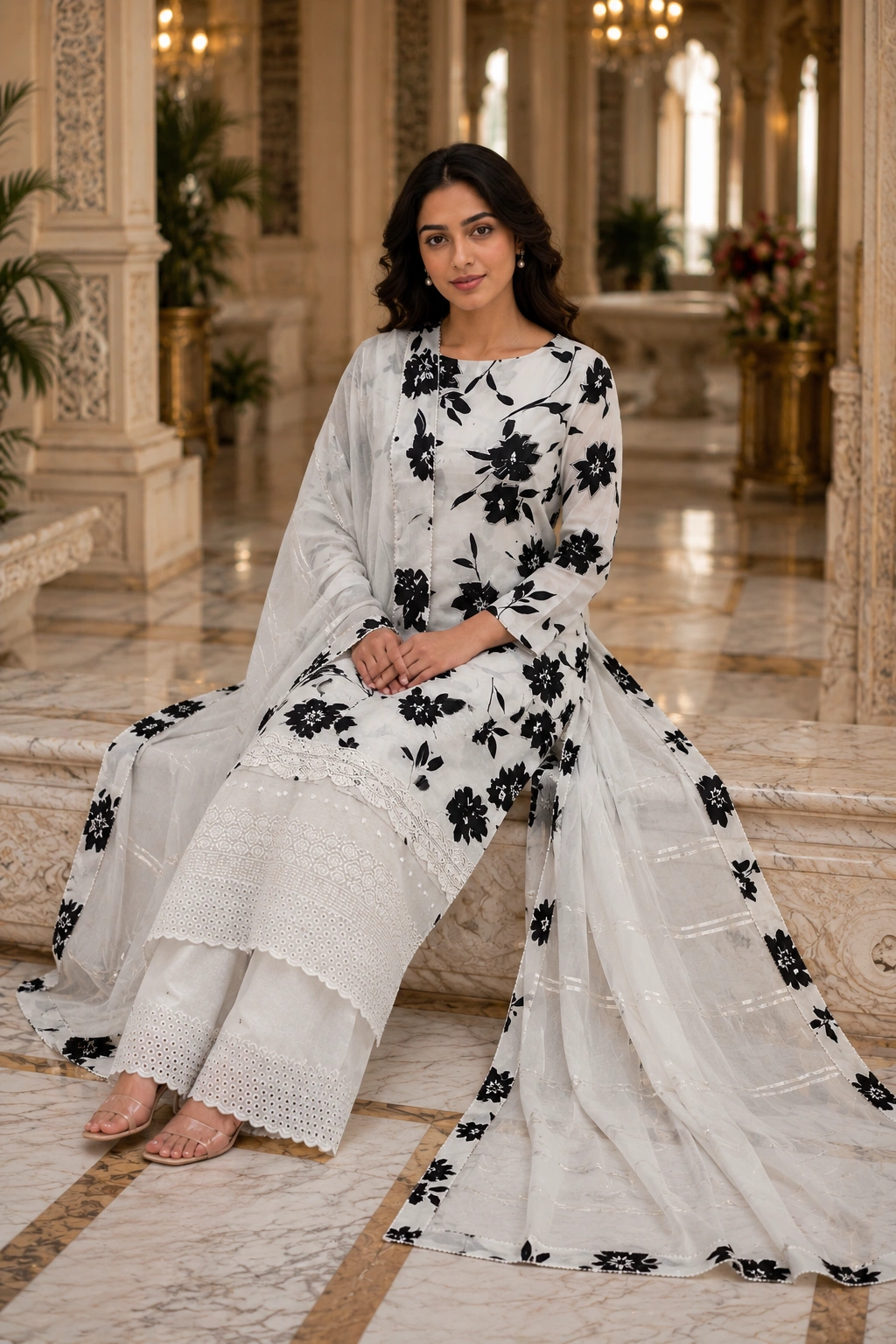 Elegant Mul Cotton Embroidered Ethnic Suit Set with Matching Dupatta - Image 4